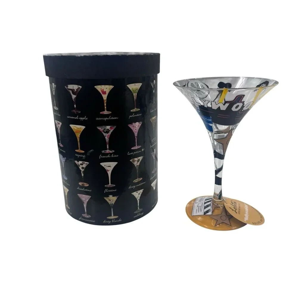 Lolita Hollywood-tini Hand-Painted Martini Glass with Recipe Movie 10oz Read